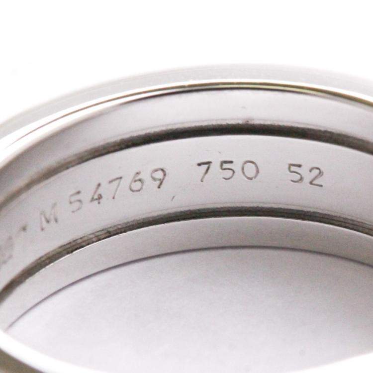 Pre Owned Cartier Double C 18K White Gold Band Ring Size EU 53