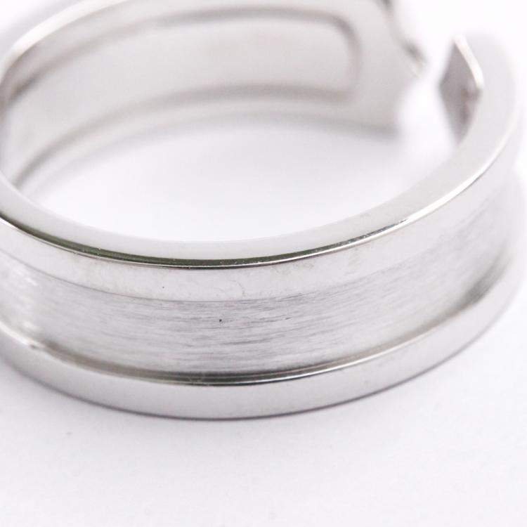 Pre Owned Cartier Double C 18K White Gold Band Ring Size EU 53