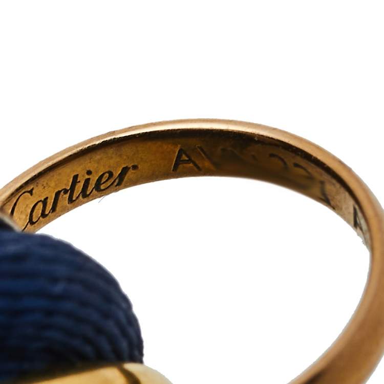 Pre Owned Cartier Trinity 18K Three Tone Gold Blue Adjustable Cord Bracelet