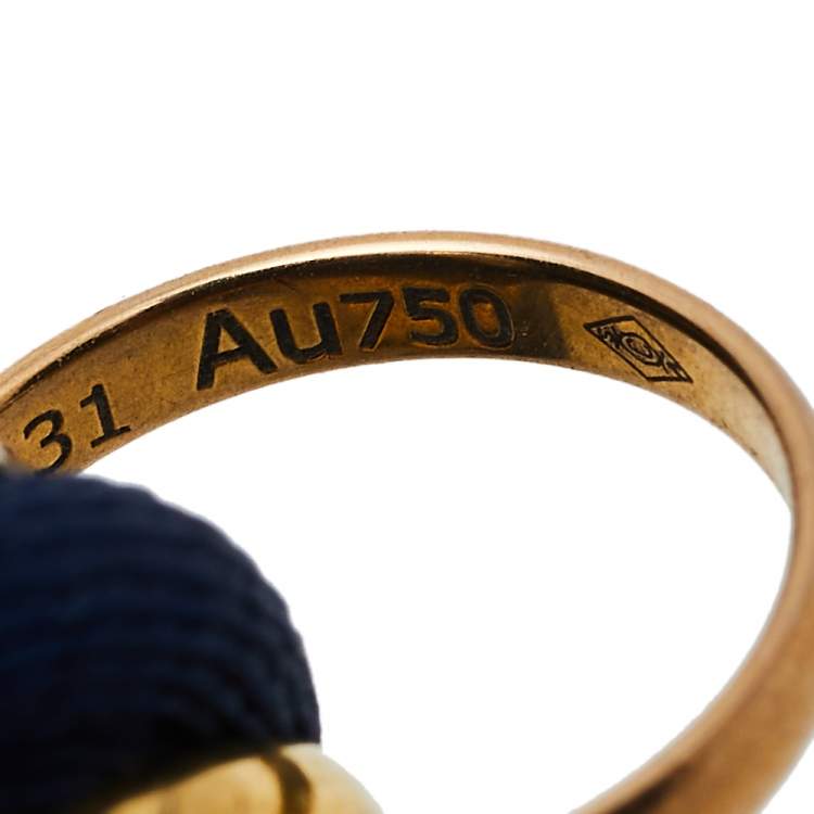 Pre Owned Cartier Trinity 18K Three Tone Gold Blue Adjustable Cord Bracelet