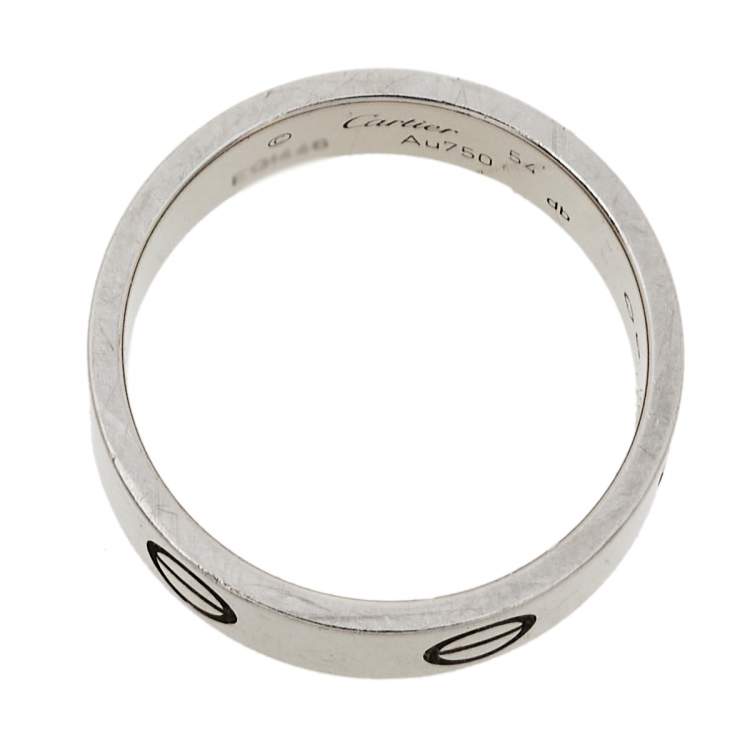 Pre Owned Cartier Love 18K White Gold Band Ring Size 54