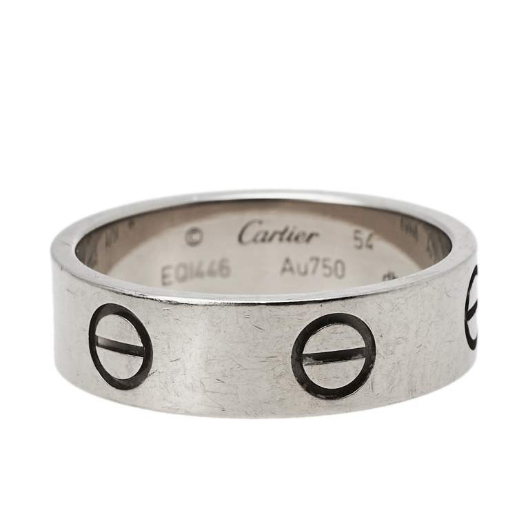Pre Owned Cartier Love 18K White Gold Band Ring Size 54