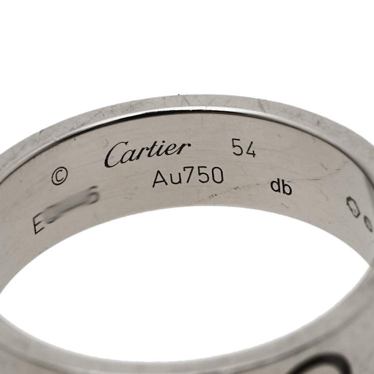 Pre Owned Cartier Love 18K White Gold Band Ring Size 54