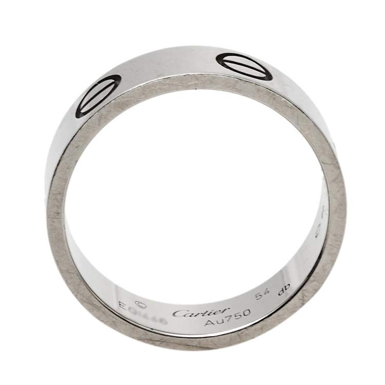 Pre Owned Cartier Love 18K White Gold Band Ring Size 54