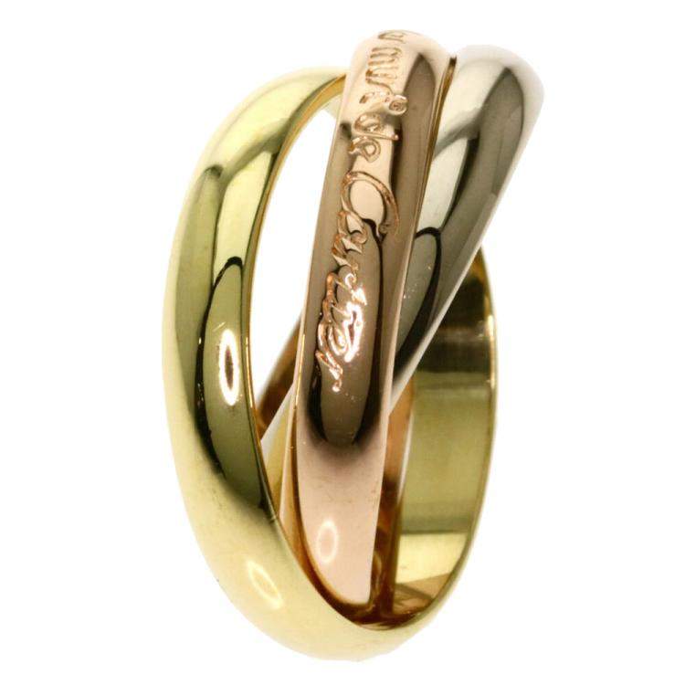 Pre Owned Cartier 18K Yellow Gold, Rose Gold, White Gold Trinity Ring Size 55