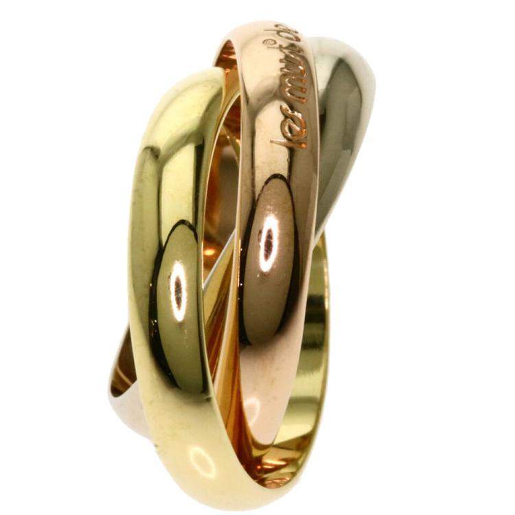 Pre Owned Cartier 18K Yellow Gold, Rose Gold, White Gold Trinity Ring Size 50.5