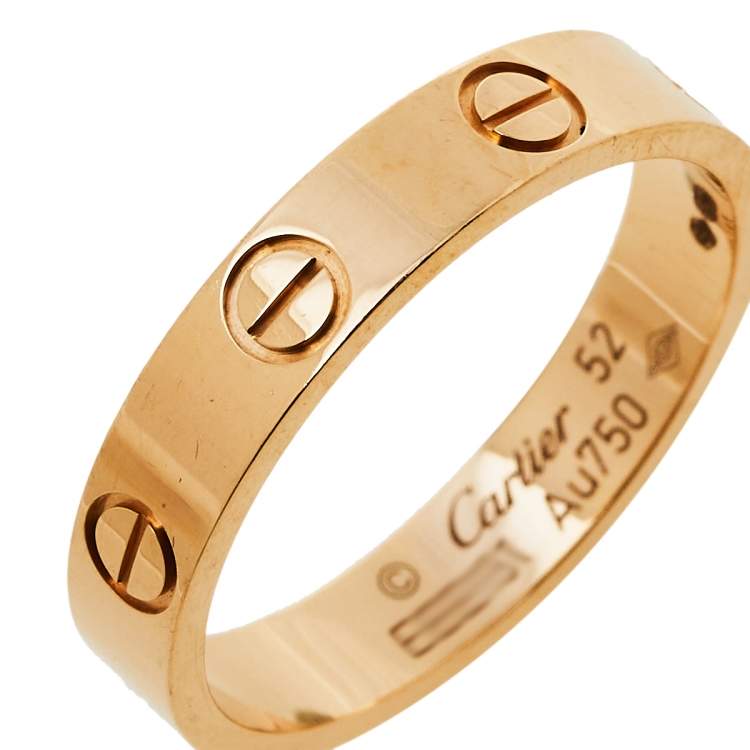 Pre Owned Cartier Love 18K Rose Gold Wedding Band Ring Size 52