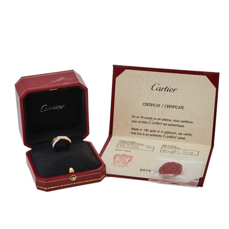 Pre Owned Cartier Love Diamond Paved 18K Two Tone Gold Ring Size 52