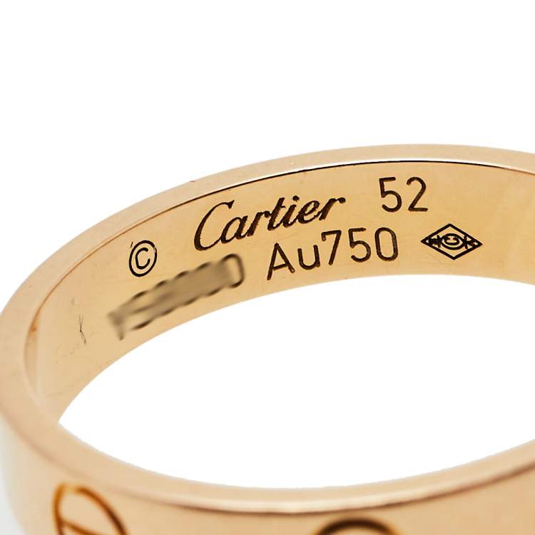 Pre Owned Cartier Love 18k Rose Gold Wedding Band Ring Size 52