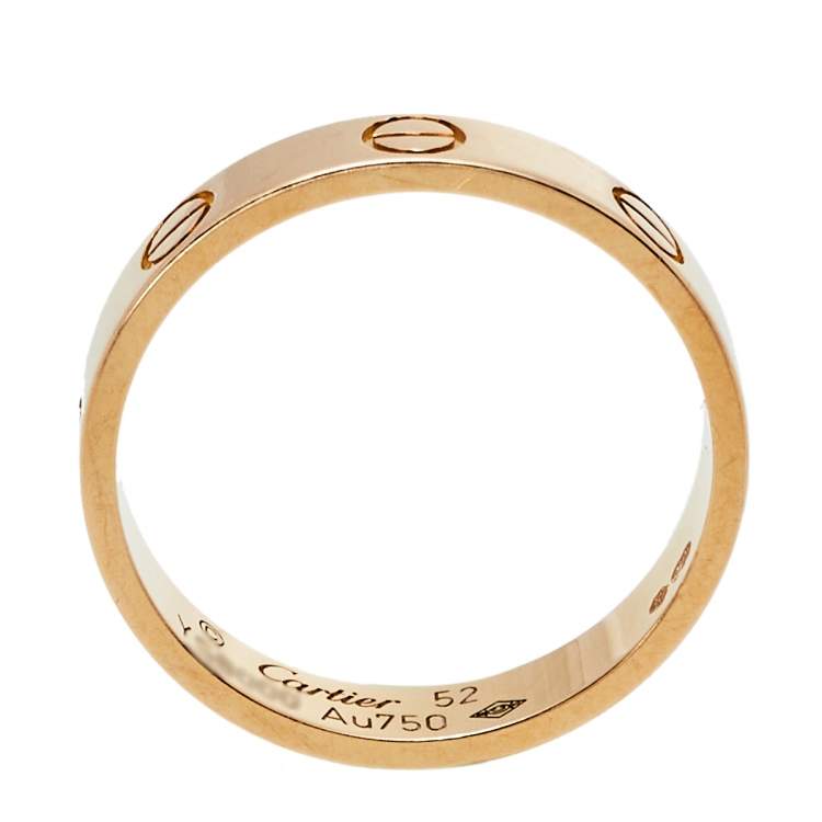 Pre Owned Cartier Love 18k Rose Gold Wedding Band Ring Size 52