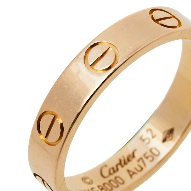 Pre Owned Cartier Love 18k Rose Gold Wedding Band Ring Size 52