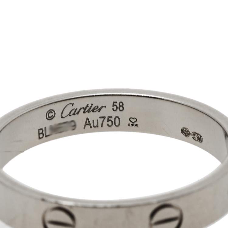 Pre Owned Cartier Love 18K White Gold Wedding Band Ring Size 58