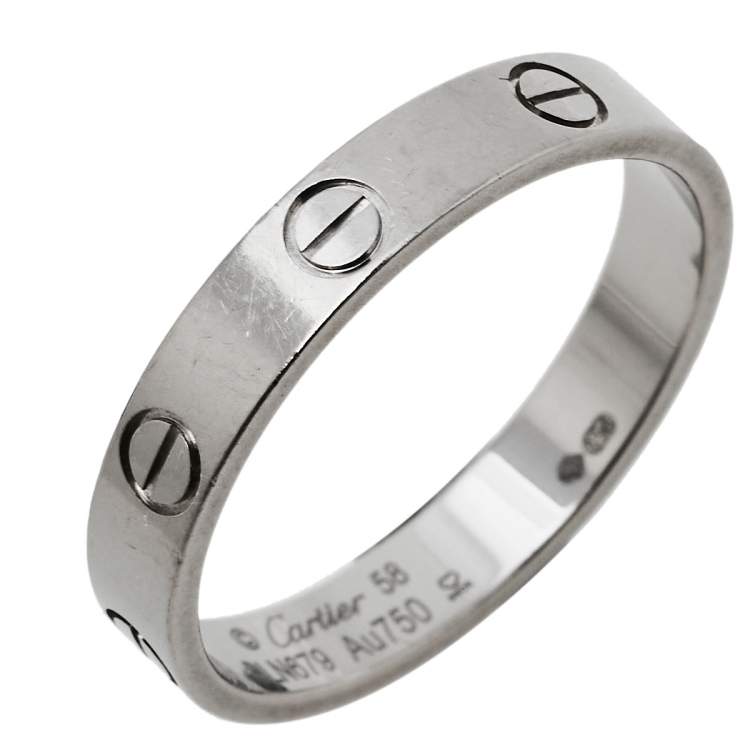 Pre Owned Cartier Love 18K White Gold Wedding Band Ring Size 58