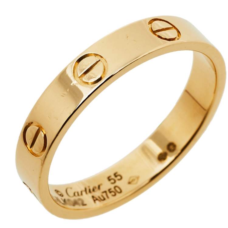 Pre Owned Cartier Love 18K Yellow Gold Wedding Band Ring Size 55