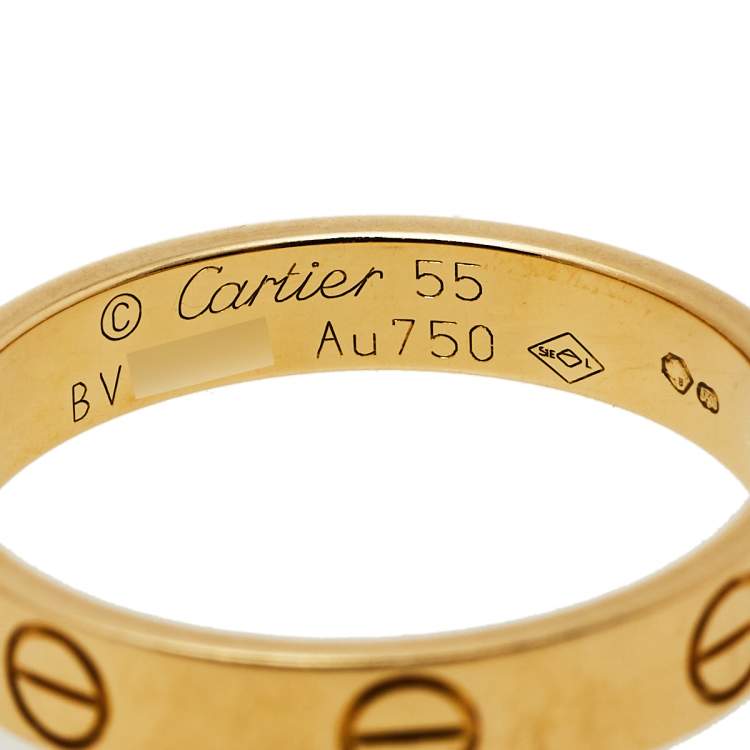 Pre Owned Cartier Love 18K Yellow Gold Wedding Band Ring Size 55