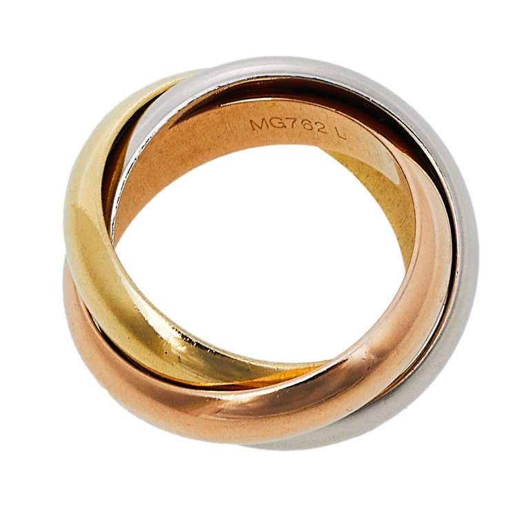 Pre Owned Cartier Trinity 18K Three Tone Gold Ring Size 48