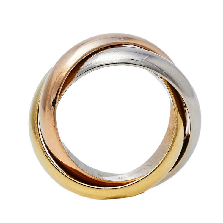 Pre Owned Cartier Trinity 18K Three Tone Gold Ring Size 48