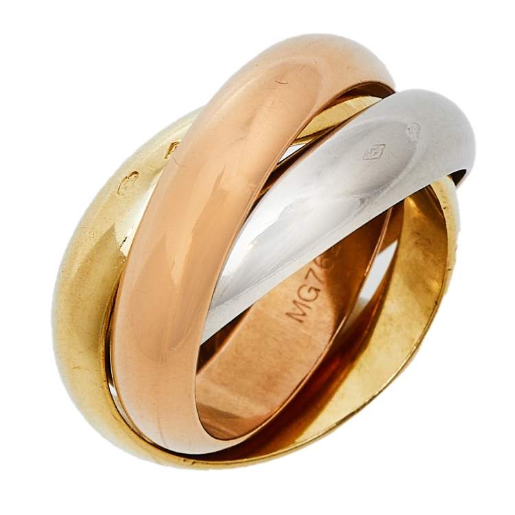 Pre Owned Cartier Trinity 18K Three Tone Gold Ring Size 48