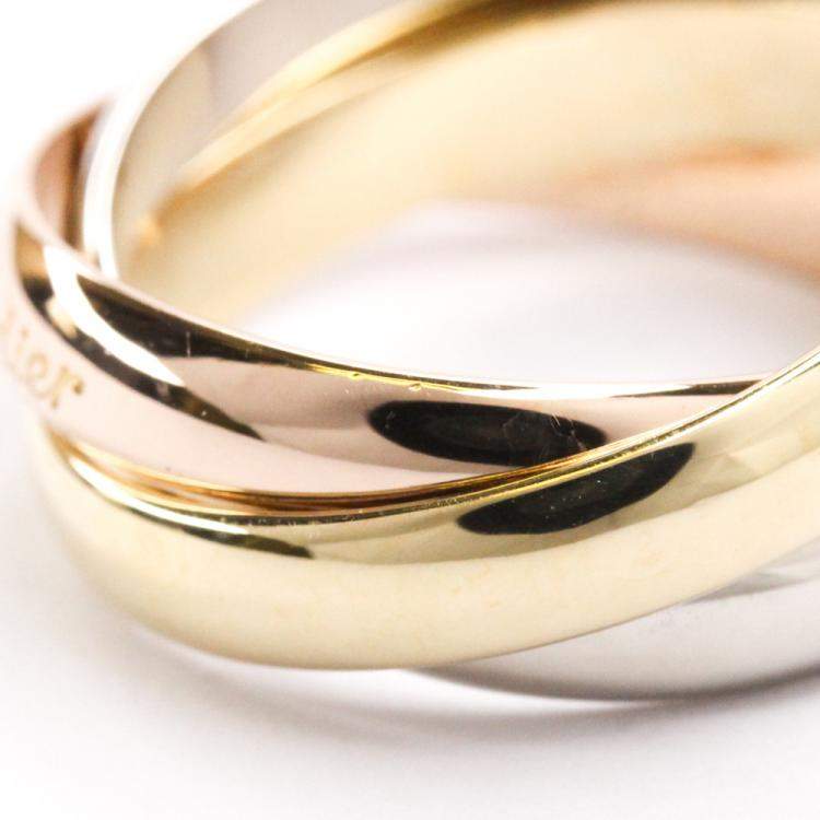 Pre Owned Cartier Trinity 18K Yellow, Rose, White Gold Ring Size EU 52