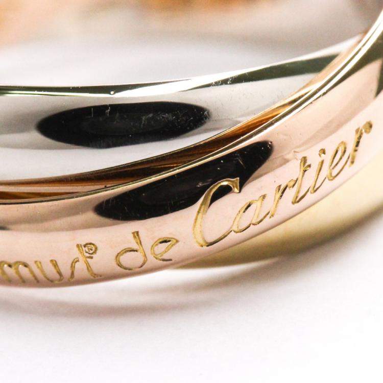 Pre Owned Cartier Trinity 18K Yellow, Rose, White Gold Ring Size EU 52