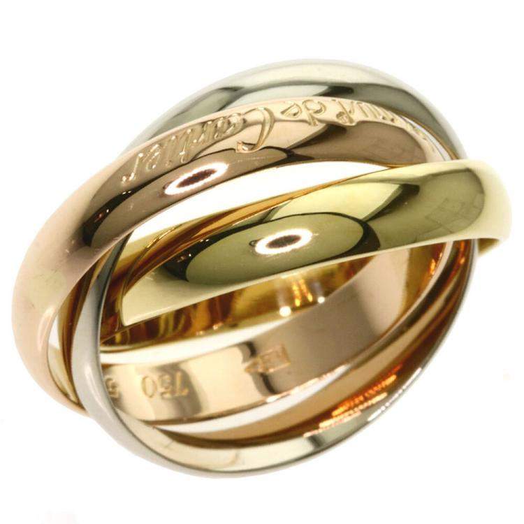 Pre Owned Cartier Les Must De Cartier Trinity 18K Yellow, Rose, White Gold Ring Size EU 52