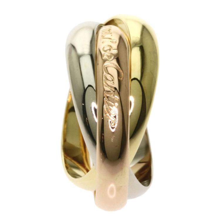 Pre Owned Cartier Les Must De Cartier Trinity 18K Yellow, Rose, White Gold Ring Size EU 52