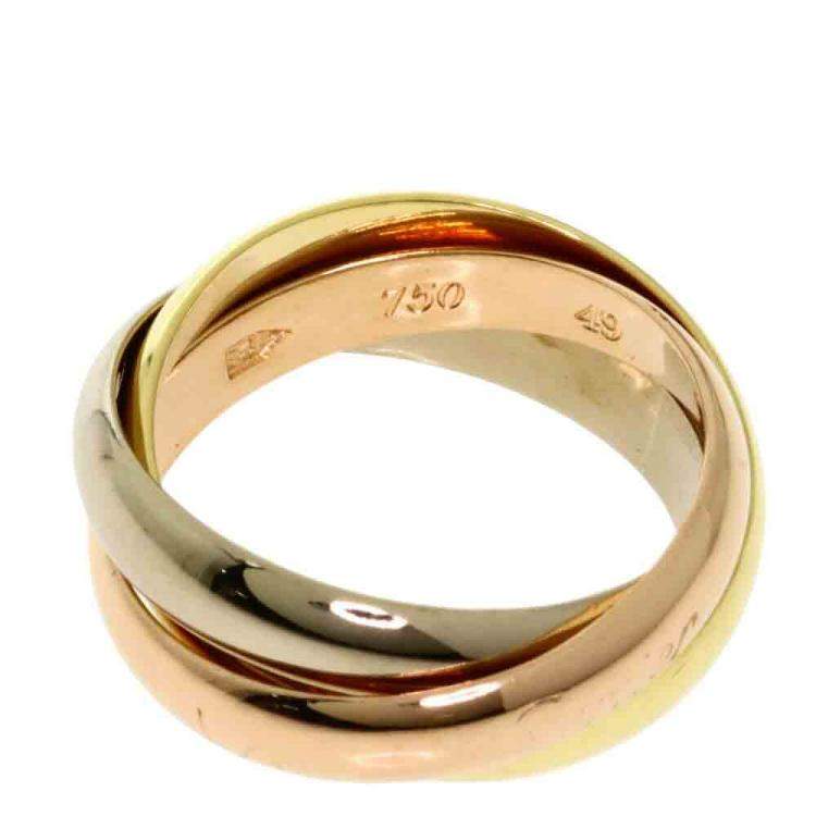 Pre Owned Cartier Trinity 18K Yellow Rose White Gold Ring Size EU 49