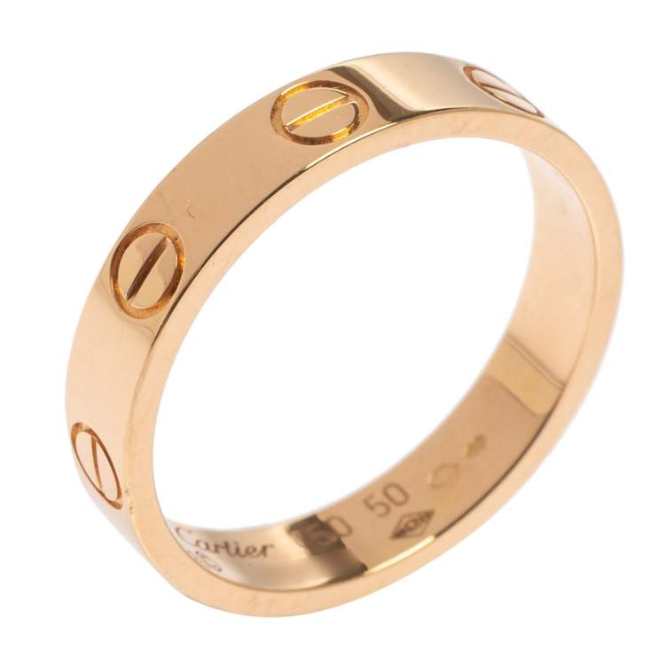 Pre Owned Cartier Love 18K Rose Gold Wedding Band Ring Size 50