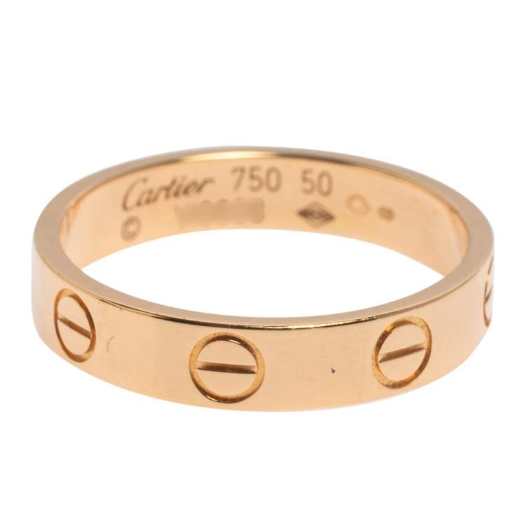 Pre Owned Cartier Love 18K Rose Gold Wedding Band Ring Size 50
