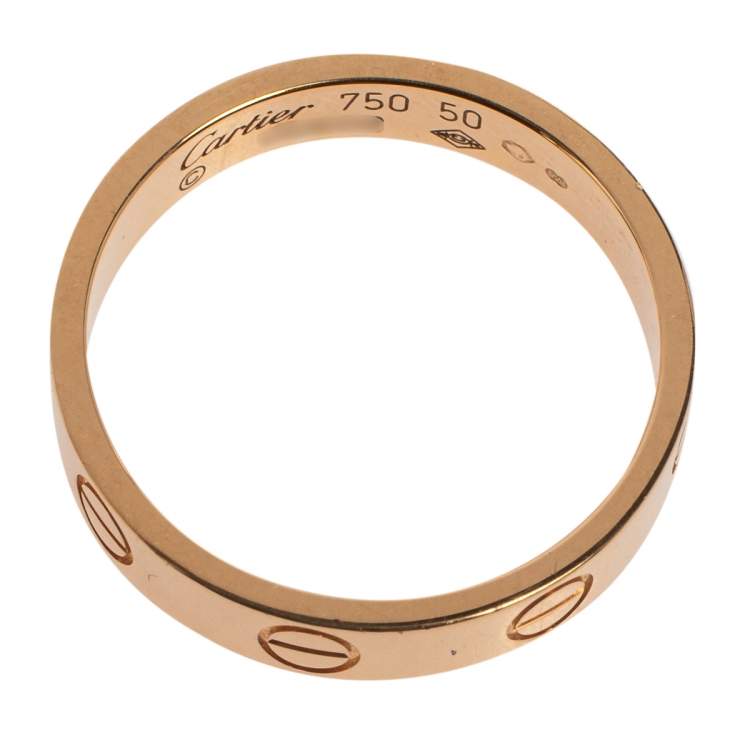 Pre Owned Cartier Love 18K Rose Gold Wedding Band Ring Size 50