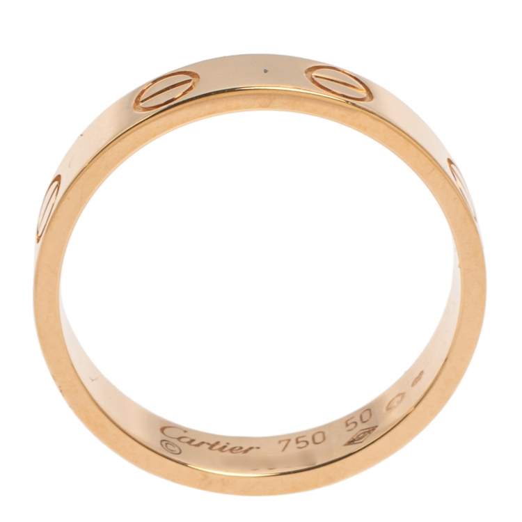 Pre Owned Cartier Love 18K Rose Gold Wedding Band Ring Size 50