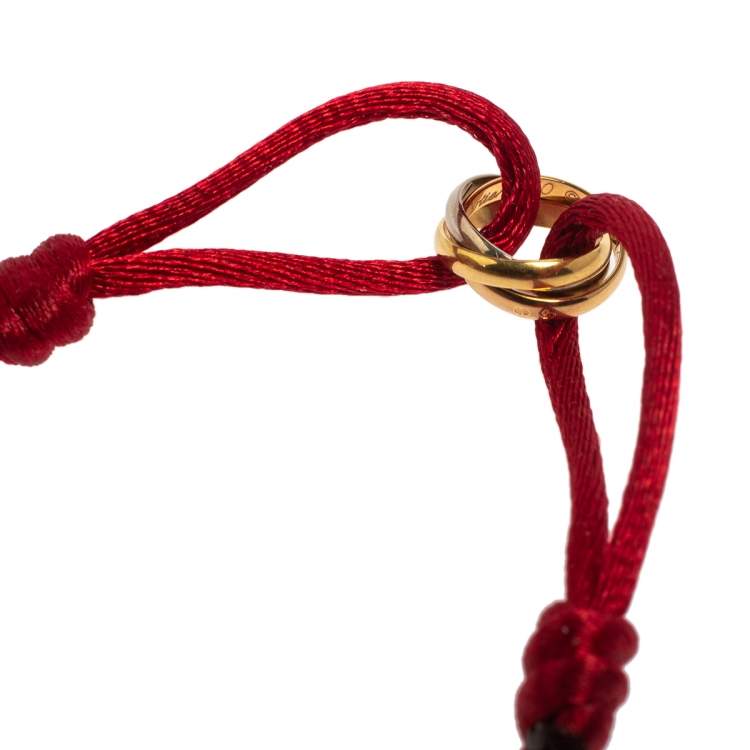 Pre Owned Cartier Trinity 18K Three Tone Gold Adjustable Cord Bracelet