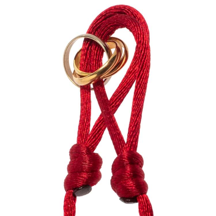 Pre Owned Cartier Trinity 18K Three Tone Gold Adjustable Cord Bracelet