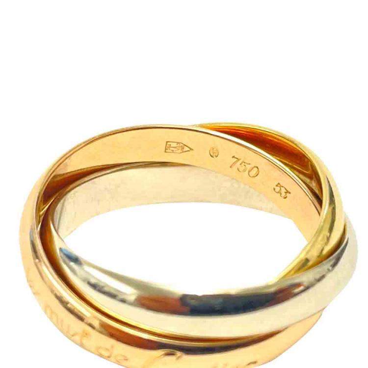 Pre Owned Cartier Le Must De Cartier Trinity 18K Yellow White Rose Gold Ring Size EU 53