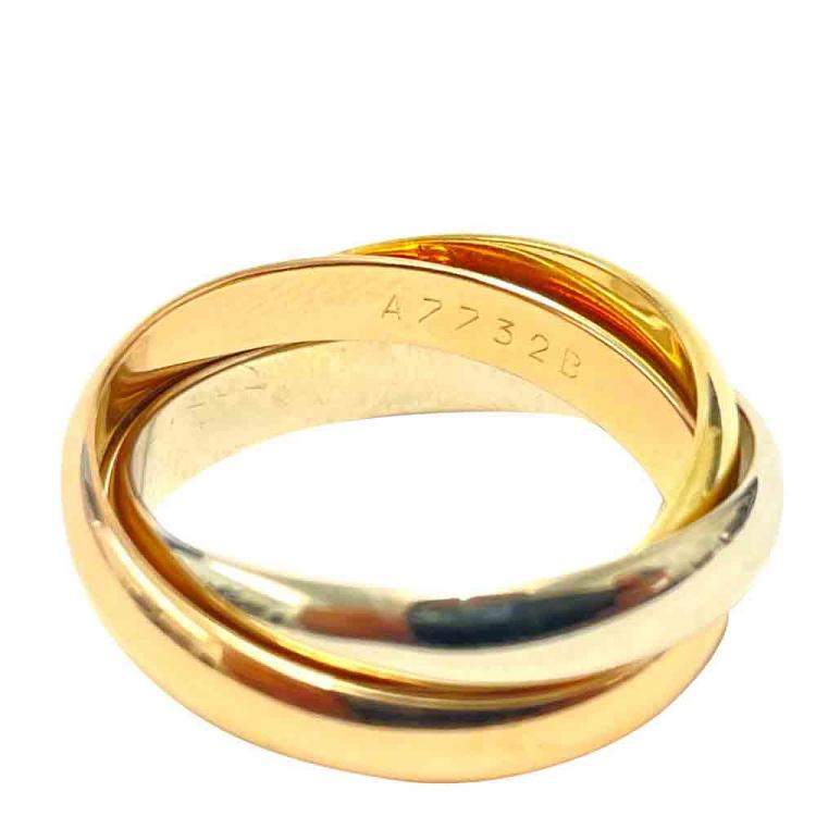 Pre Owned Cartier Le Must De Cartier Trinity 18K Yellow White Rose Gold Ring Size EU 53