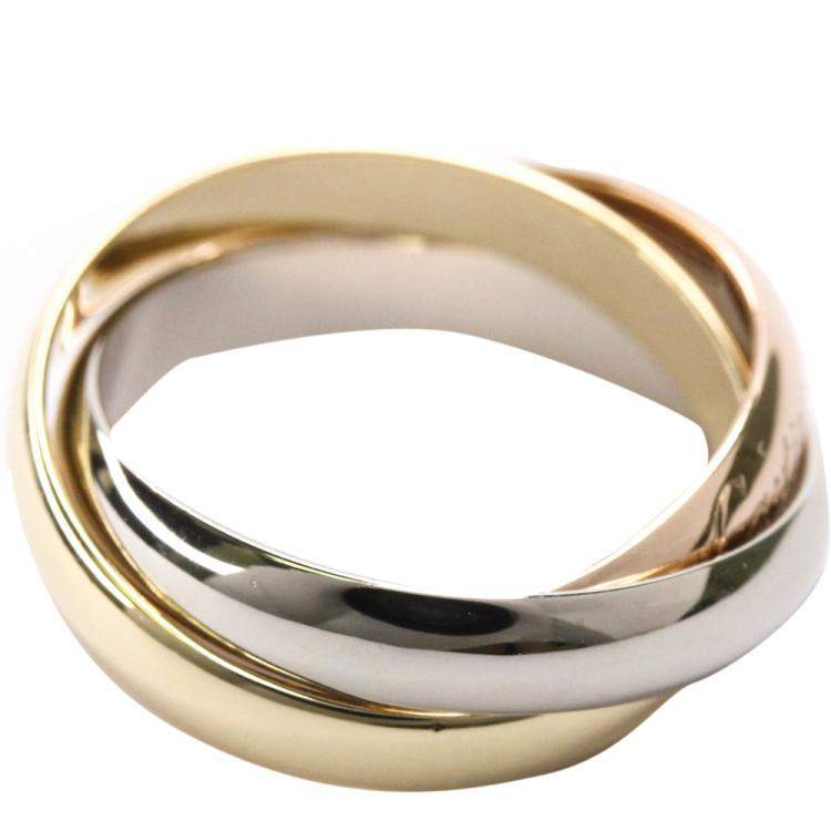 Pre Owned Cartier Les Must De Cartier Trinity 18K Yellow, Rose, White Gold Ring Size EU 51