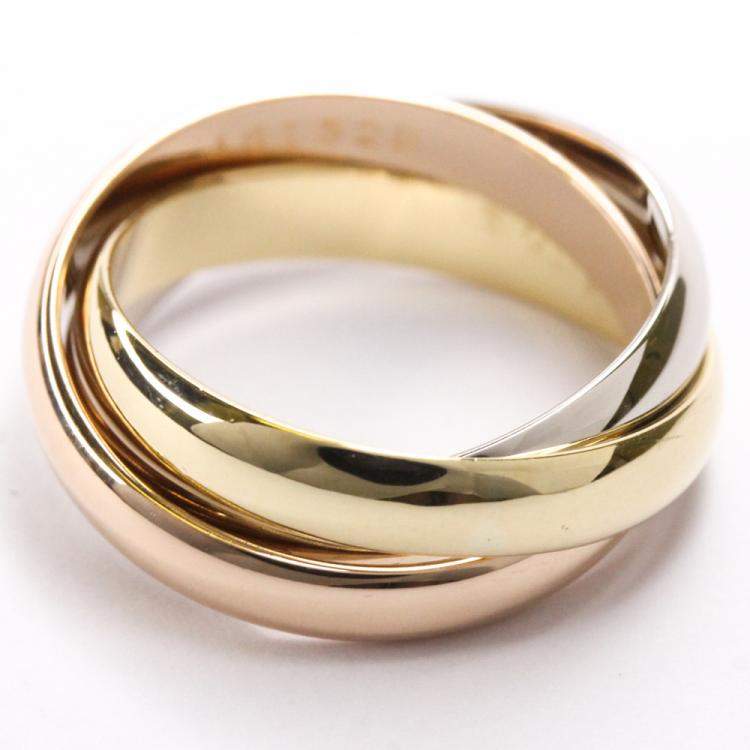 Pre Owned Cartier Les Must De Cartier Trinity 18K Yellow, Rose, White Gold Ring Size EU 51