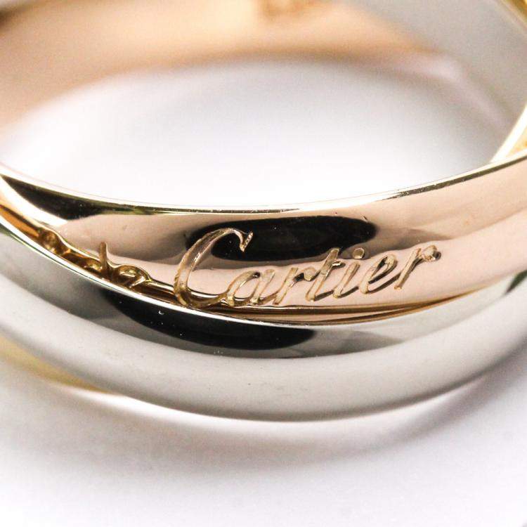 Pre Owned Cartier Les Must De Cartier Trinity 18K Yellow, Rose, White Gold Ring Size EU 51