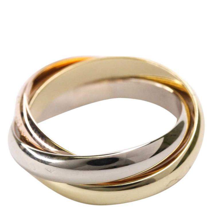 Pre Owned Cartier Yellow, Rose, White Gold Trinity Ring Size 53