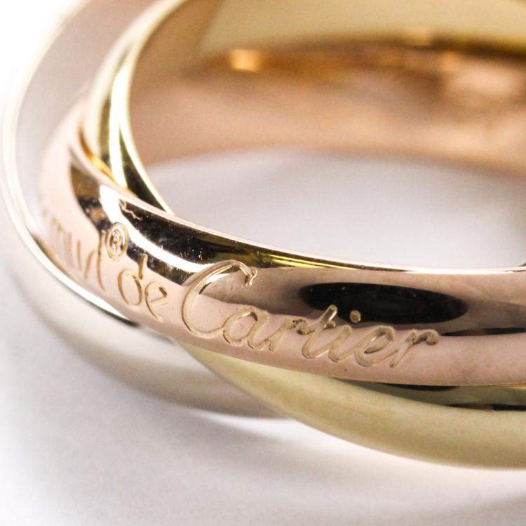 Pre Owned Cartier Yellow, Rose, White Gold Trinity Ring Size 53