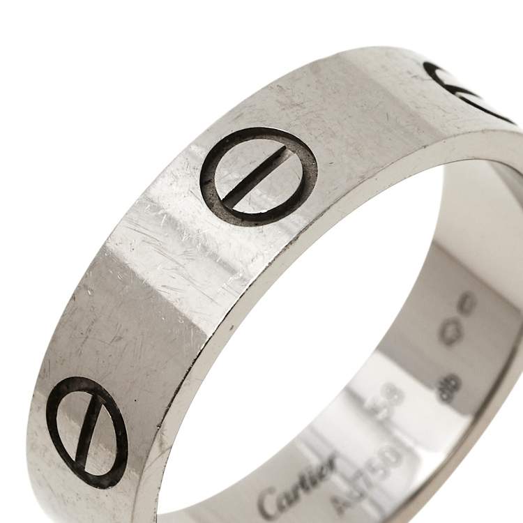 Pre Owned Cartier Love 18K White Gold Band Ring Size 58