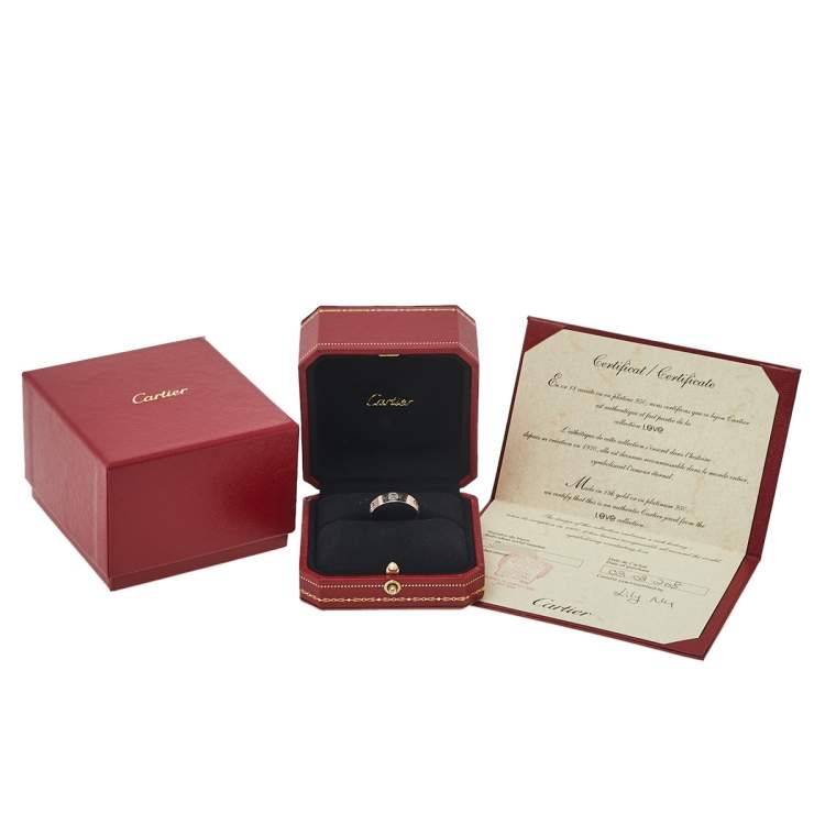 Pre Owned Cartier Love 18K White Gold Band Ring Size 58