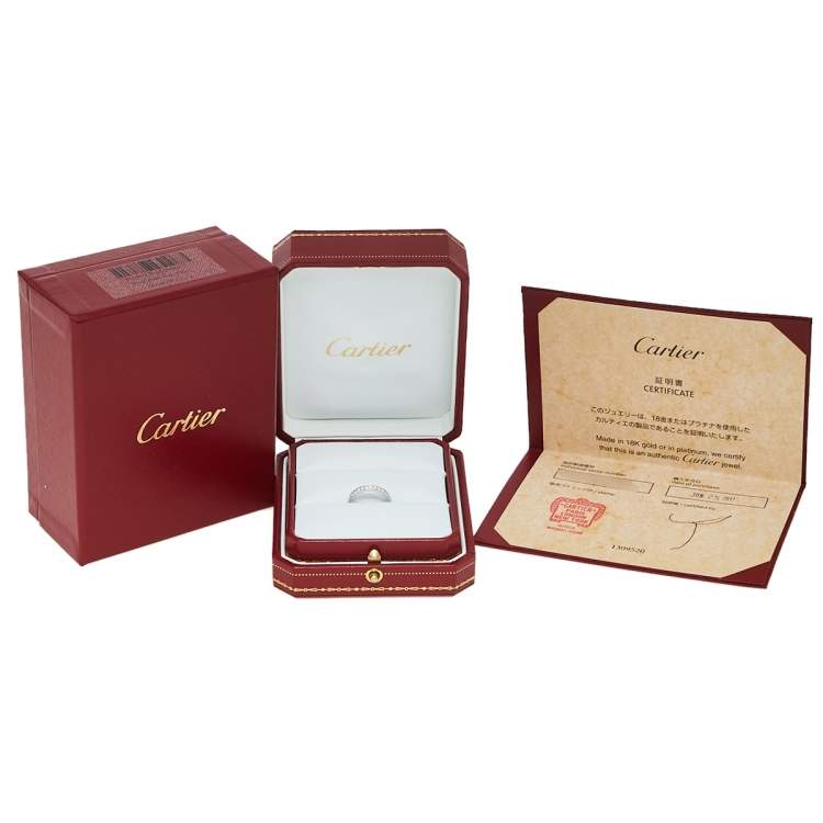 Pre Owned Cartier Diamond Platinum Half Eternity Wedding Band Ring Size 47