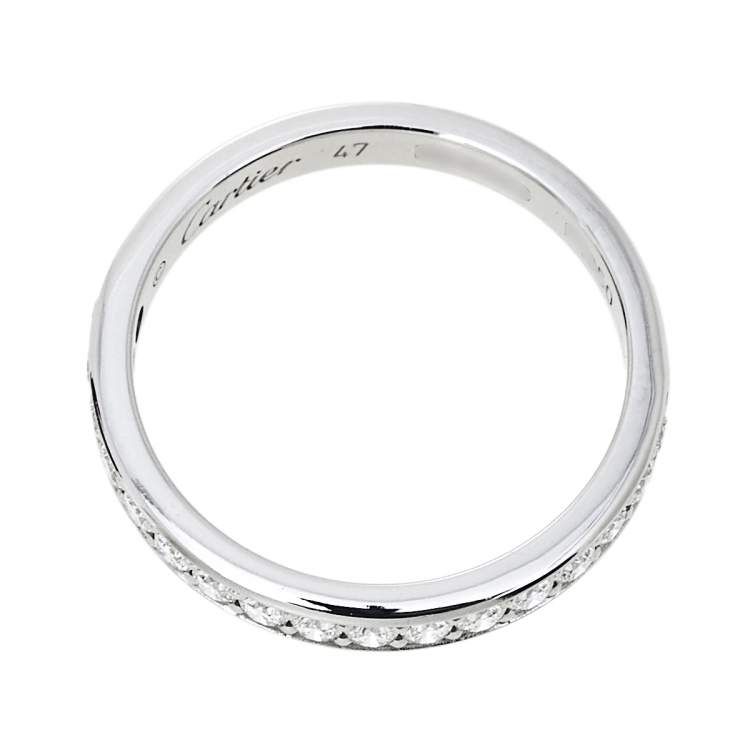Pre Owned Cartier Diamond Platinum Half Eternity Wedding Band Ring Size 47