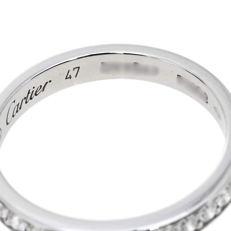 Pre Owned Cartier Diamond Platinum Half Eternity Wedding Band Ring Size 47