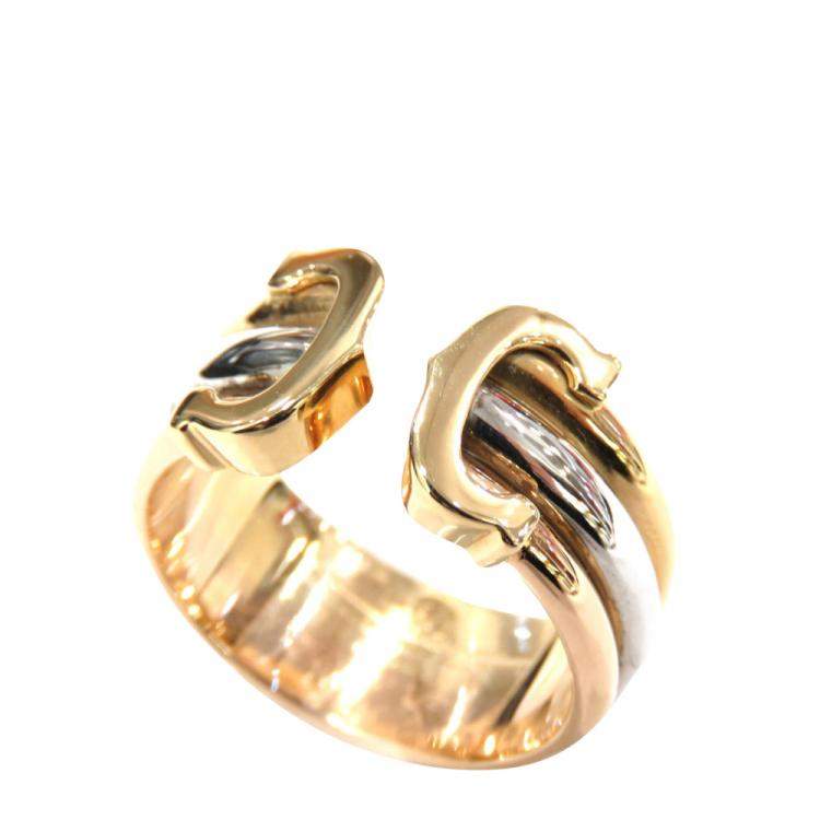 Pre Owned Cartier C2 18K Yellow Gold, Rose Gold Ring Size EU 47