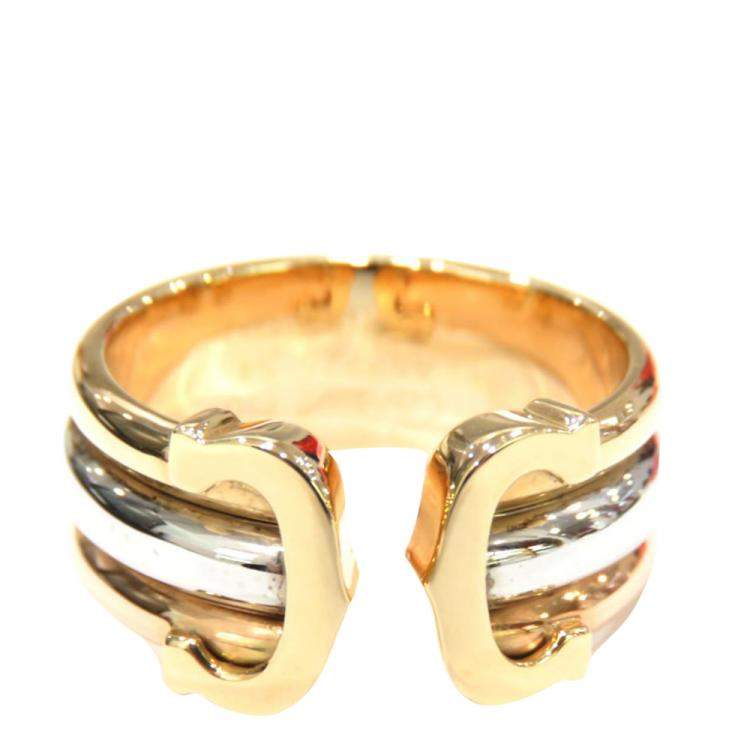 Pre Owned Cartier C2 18K Yellow Gold, Rose Gold Ring Size EU 47
