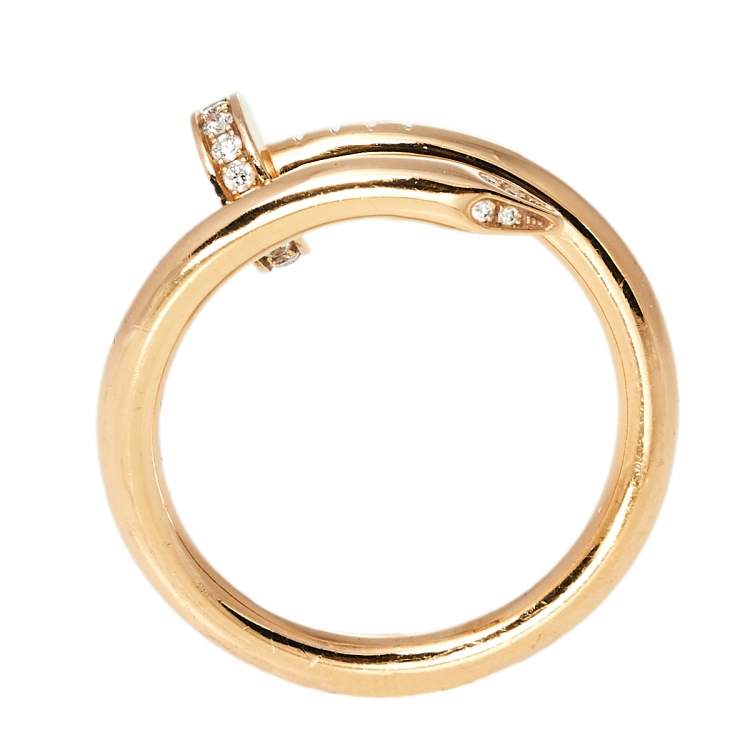 Pre Owned Cartier Juste Un Clou Diamond 18K Rose Gold Ring Size 59
