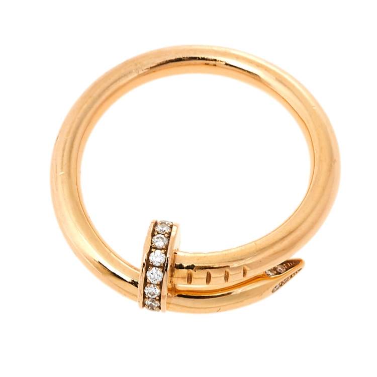 Pre Owned Cartier Juste Un Clou Diamond 18K Rose Gold Ring Size 59