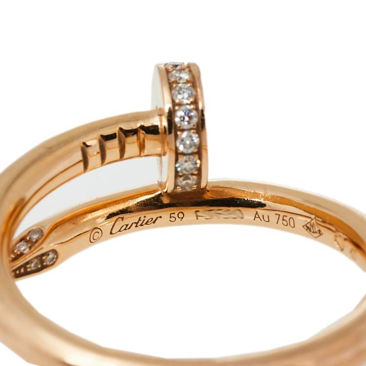 Pre Owned Cartier Juste Un Clou Diamond 18K Rose Gold Ring Size 59